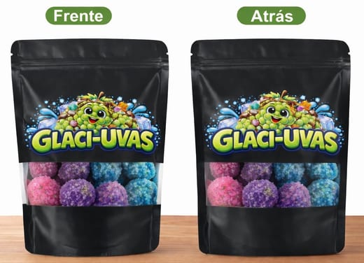 Empaque de Glaci-Uvas, frente y atrás
